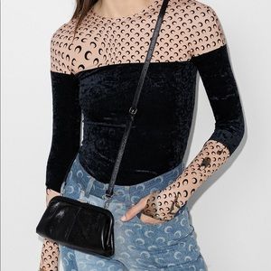 Marine Serre long sleeve velvet moon shirt with thumb holes